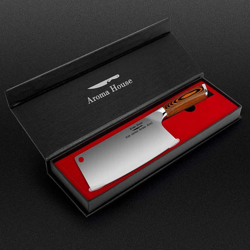 Ultra Sharp 7 inch Cleaver Knife, High Carbon German Stainless Steel Butcher Knife for Kitchen and Restaurant