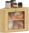 Vellzeyce Bamboo Bread Box for Kitchen Corner Countertop,Large-Capacity Bread Storage Container, Double Layer