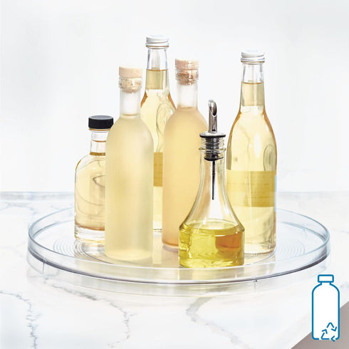 iDesign Recycled Plastic Lazy Susan Turntable Organizer, Clear, The Linus Collection – 14” x 1.75”