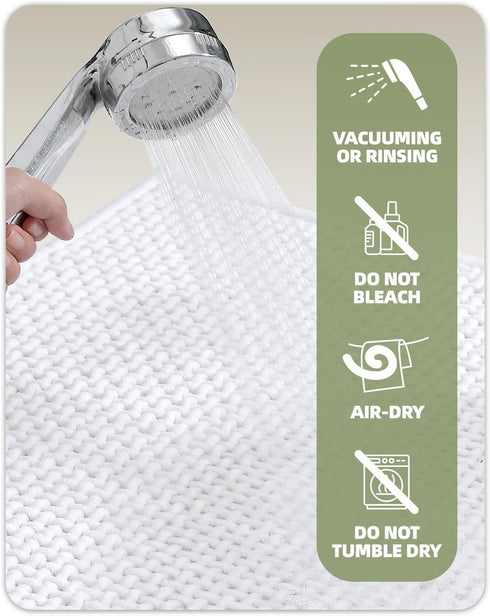 Color&Geometry Chenille Rubber Backed Bathroom Rugs - Non Slip, Absorbent, Quick Dry, Washable, 17"x29.5" Standard Bath