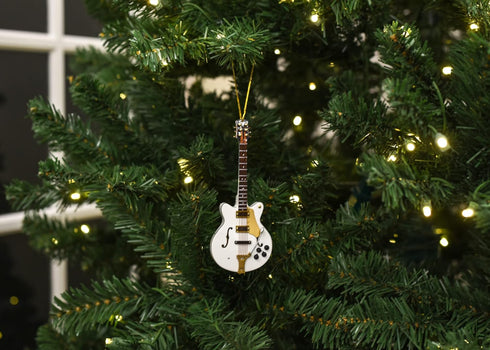 Broadway Gifts 5.5" White Wood Hollow Boby Electric Guitar Ornament Decoration