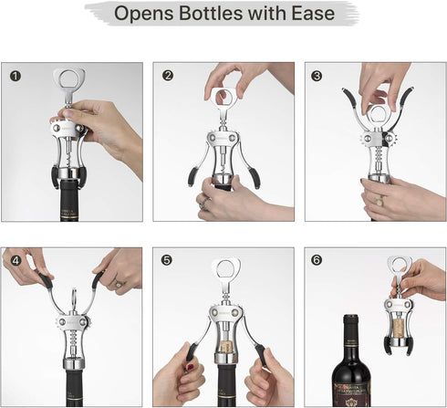 Beneno Wine Opener, Zinc Alloy Premium Wing Corkscrew with Ergonomic Non-Slip Handle, Upgrade