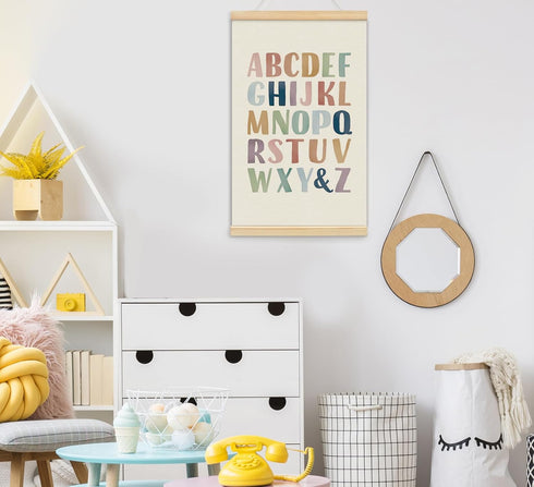 foedor 14x24 Inch, Set 2 Alphabet Poster Framed for Kids toddlers,Nursery Playroom Wall Decor Poster Hanger