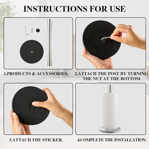 JOGREFUL Paper Towel Holder Stand for Kitchen, One-Handed Tear Stainless Steel Towel Roll Holder for Countertop,