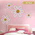 6 Pcs Boho Nursery Daisy Wall Decor, Woven Flowers Wall Hanging Art, White Boho Floral Room Decor with Lanyard