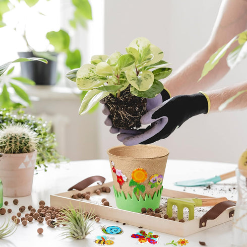 12 Sets Summer Jecery Garden Paper Craft Kit DIY Foam Flower Pots, Flower Planting and Growing Kit for Spring Early