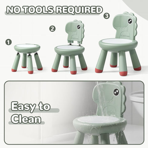 13, KidBloom Toddler Chair, Plastic Kids Dinosaur Chair, Anti-Slip Toddler Chairs for Table with Dinosaur Backrest