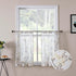 Tollpiz Floral Short White Sheer Tier Curtains, Set of 2 Panels, 30 x 24 inches, Flower Print Vine Embroidery for