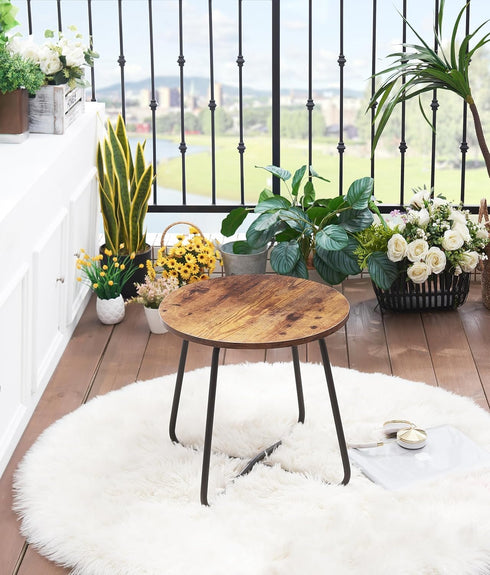 VECELO Small Round Anti-Rust Outdoor Snack Table