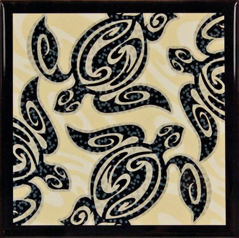 Islander Hawaii Ceramic Tile Trivet with Tribal Honu Turtle Design