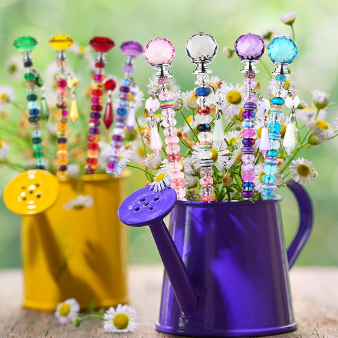192Pcs Items(10IN) UFU DIY Fairy Wand Beaded Garden Stakes Kit, Fairy Wands Kit with Sparkling Crystal Pendants