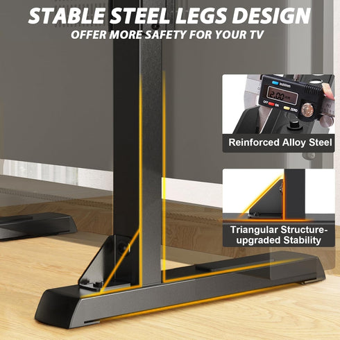 TAVR Furniture 24-80 inch 150lbs, 800x500mm, Universal Table Top TV Stand Base for LCD LED TVs, TV Legs with Height