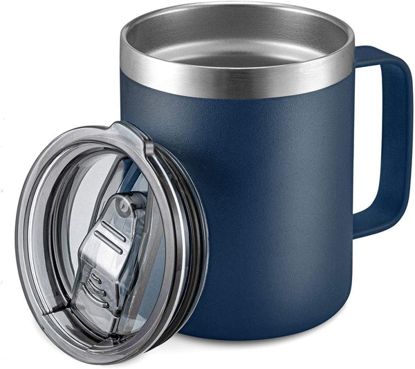 ALOUFEA 12oz Stainless Steel Insulated Coffee Mug with Handle, Double Wall Vacuum Tumbler Cup, Navy