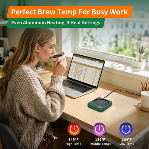 3-Temp Settings, VOBAGA Coffee Mug Warmer for Desk with Auto Shut Off & Coffee Cup Warmer with Smart Safety Alert Home