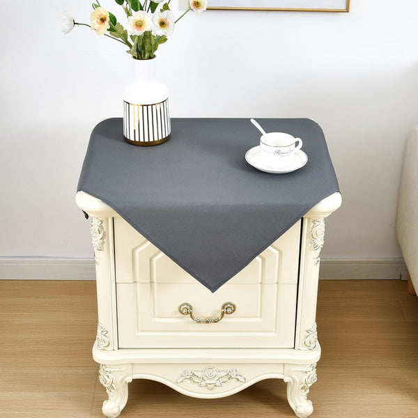 Small Square Tablecloth 24x24 Inch Washable Polyester Side Table Cloth Solid Grey