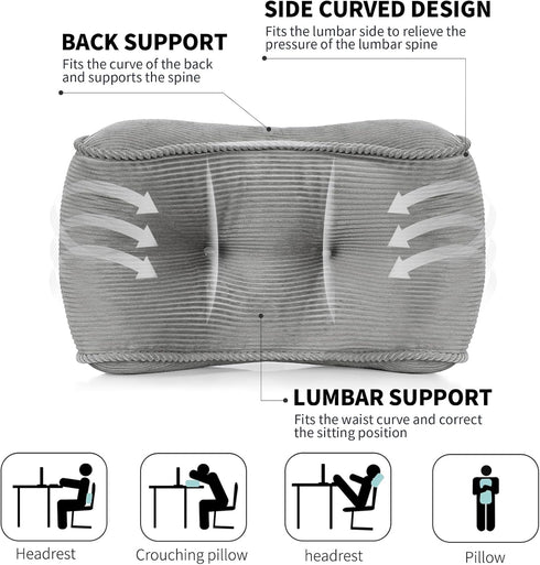 Lumbar Support Pillow for Office Chairs, Back Support Cushion for Lower Back Pain Relief, Small Grey