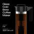 Takeya 2 Quart Glass Cold Brew Coffee Maker for Iced Coffee, Airtight Pitcher, Premium Quality, Black Lid and Handle
