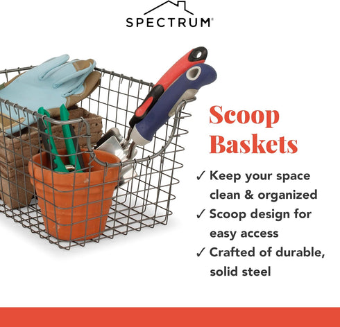 Spectrum Wire Basket for Organizing (Small, Industrial Gray) - Sturdy Storage for Kitchen, Closet, Bathroom