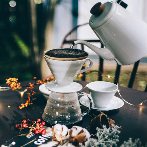 Hario V60 Ceramic Coffee Dripper Pour Over Cone Coffee Maker, Size 02, White