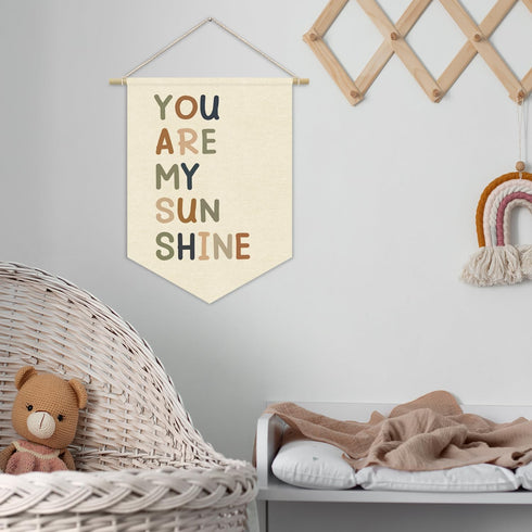 XYDEG 15x11in Nursery Decor,You Are My Sunshine Positive Affirmation Kids Wall Art Canvas Banner Wall Hanging Pennant