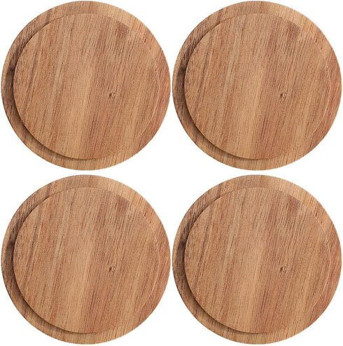 4pcs Wooden Cup Lid Cover for Coffee Mug, Reusable Mug Lid for Keeping Warm