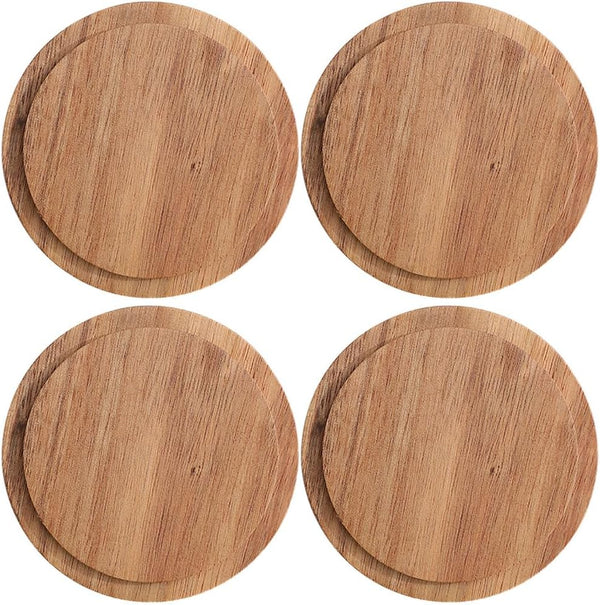 4pcs Wooden Cup Lid Cover for Coffee Mug, Reusable Mug Lid for Keeping Warm