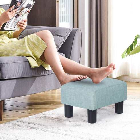 15x10.8x8.7inch Adeco Small Ottoman Footstool- Mordern Rectangle Soft Fabric Footrest