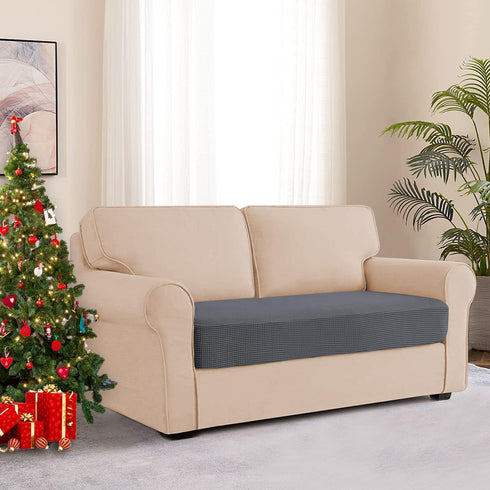 Water Repellent Sofa Cushion Slipcovers | Stretch Seat Cushion Cover for Living Room, Loveseat Cushion, Gray