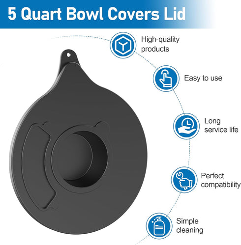 Mixer Bowl Cover for Kitchen-Aid K5GB 5 Quart Glass Part, Mixer Glass Bowl Splatter Guard Lid with Ingredient Opening