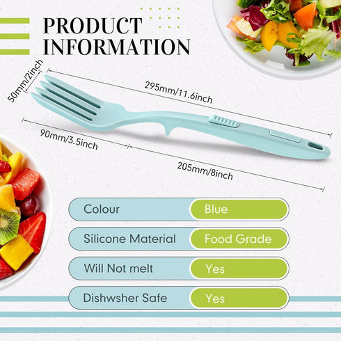 10 in 1 Silicone Flexible Fork 11 Inch Cooking Tools and Utensils Heat Resistant Cooking Fork Dishwasher, Mixes Ingredients, Mashes Food, Whisks Eggs, Baking, Mixing Made Easy (Lake Blue) by Lounsweer