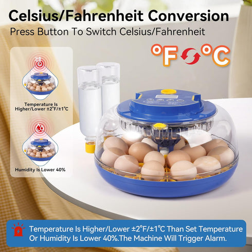 18 360 Egg Incubators for Hatching Eggs, Chicken Egg Incubator with Automatic Egg Turning and Temperature Humidity