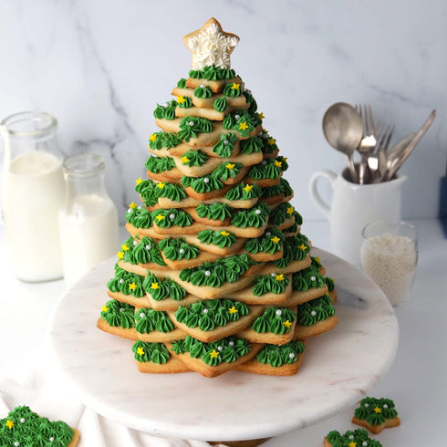 KAISHANE 10pcs 3D Christmas Tree Cookie Cutter Set, Star Cookie Cutters for XMAS Decoration and Gift Cookie Tower