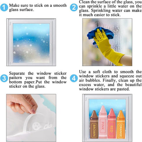 6 JarThenaAMCS Boho Crayon Window Clings Colorful Crayon Print Window Stickers Double Sided Glass Decals for Back