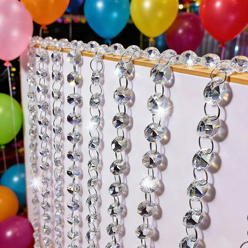 KIPETTO 33ft 14mm Acrylic Crystal Beads Garland Chandelier Gem Beads Chain Hanging Crystals Beads Strings for Wedding