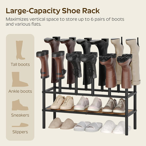 Closet, 3 10 SS09BRY1 YATINEY Shoe and Boot Rack Organizer, Tall Boots Rack for Cowboy Shoes Storage, Tier Shoe Racks