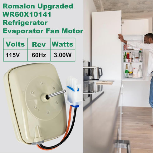 Romalon Upgraded WR60X10141 Refrigerator Evaporator Fan Motor, Compatible with GE & Hotpoint Refrigerators