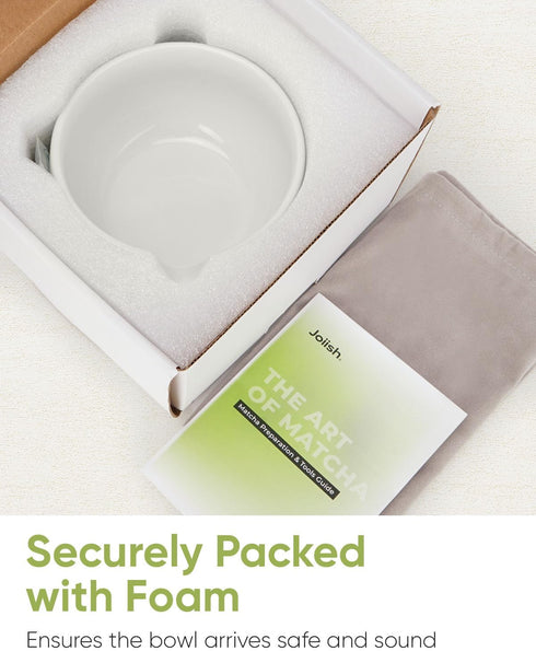 Traditional Matcha Bowl with Spout, Ceramic Chawan, Matcha Mixing Bowl for Whisking, Ivory White (18 Ounce)