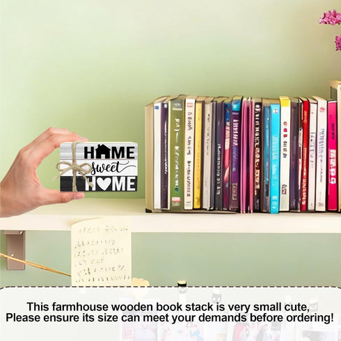 Ycyfckdr (L31) Mini Decorative Books for Home Decor, Small Rustic Wood Book Stack for Table Decoration, Home Sweet