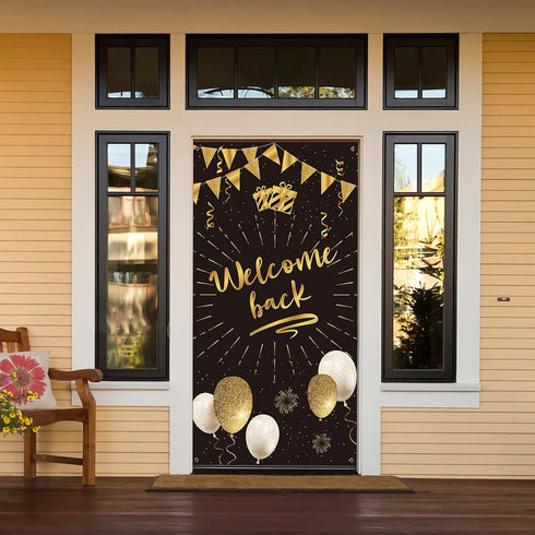 Welcome Back Door Banner Decoration, Large Cover for Homecoming, Retirement Party Photo Booth
