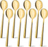 HANSGO 8PCS Gold Stainless Steel Spoons, 8.5 Inch Soup Spoons Dinner Spoons for Kitchen Home