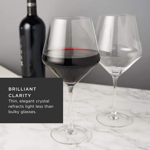 Viski Raye Angled Burgundy Glasses Set of 2 - Premium Crystal Clear Red Wine Gift Set, 21 oz