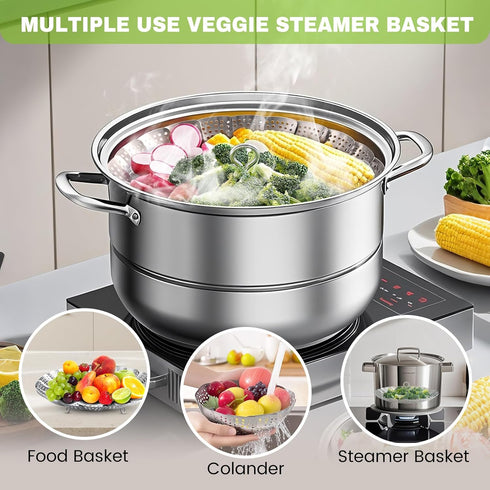 Zocy Premium Stainless Steel Steamer Basket for Instant Pot Accessories, Expandable for Food and Vegetables