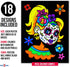 Super Pack of 18 Fuzzy Velvet Coloring Posters - Kids Themed Day of the Dead Halloween Crafts Activity