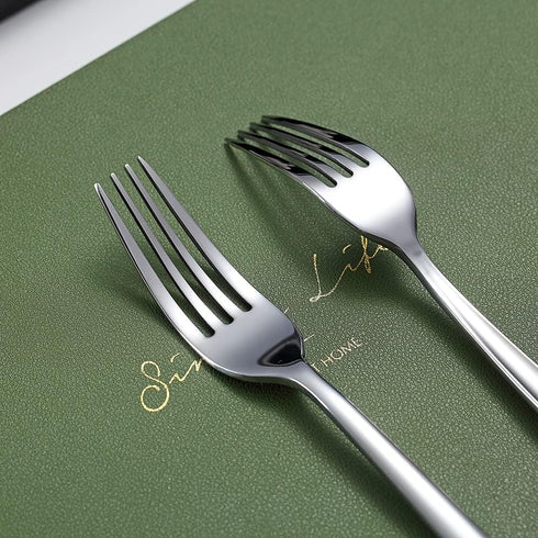 Steak Knives Set, 12 Piece Premium Stainless Steel, 6 Dinner Forks & 6 Knives, Mirror Polish, Dishwasher Safe