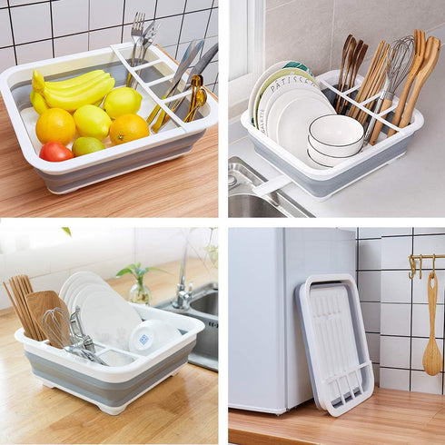 Collapsible Dish Drying Rack Portable Dinnerware Drainer Organizer for Kitchen RV Campers Travel Trailer Space Saving Kitchen Storage Tray by THANSTAR