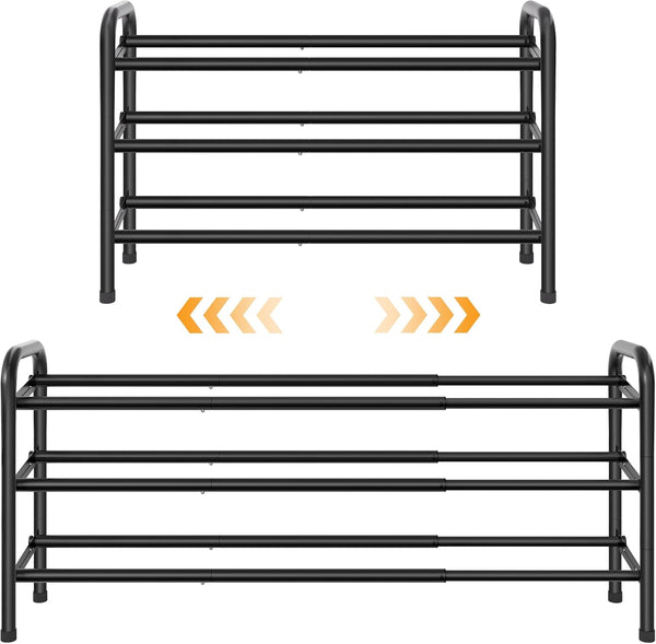Gewudraw 3 Tier Shoe Organizer, Shoe Rack for Closet, 28 Metal Shelf