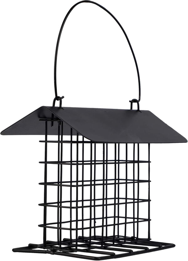 winemana Outdoor Wild Bird Feeder, Black Small Hanging Metal, Rainproof Squirrel-Proof for Outside Office