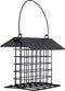 winemana Outdoor Wild Bird Feeder, Black Small Hanging Metal, Rainproof Squirrel-Proof for Outside Office