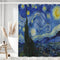 IcosaMro Starry Night Shower Curtain with Hooks, V. Gogh Stars Art Decorative Bath Decorations - 71Wx72L, Blue