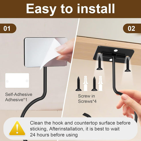 Rimaaiae 2 Packs Counter Under Cabinet Banana Hooks, Foldable Magnetic Banana Holder with Strong Self-Adhesive & Screws